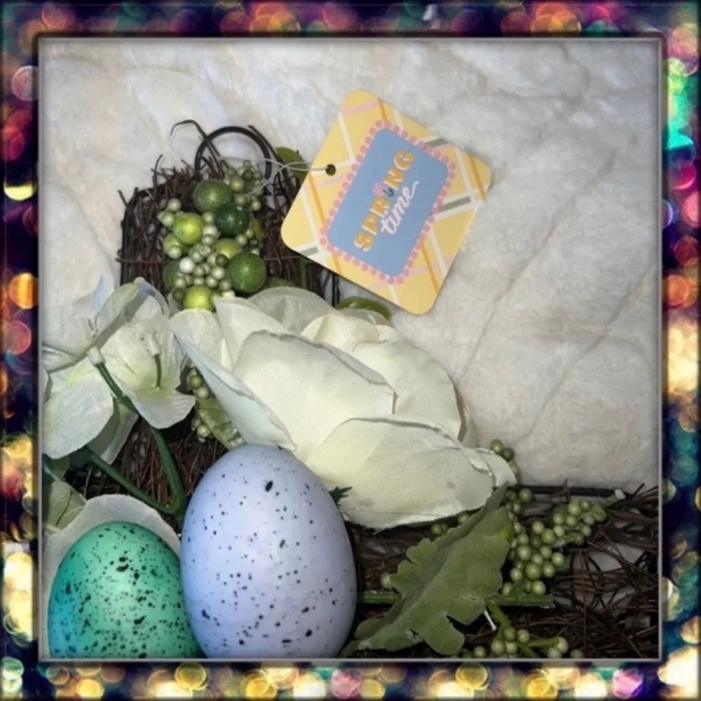Easter Cross with Floral and Egg Accents